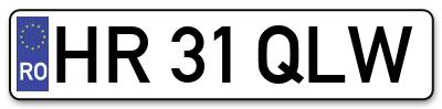Placuta inmatriculare numar auto  HR-31-QLW, HR 31 QLW, HR31QLW