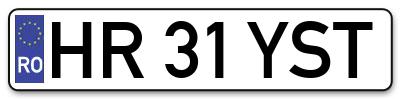 Placuta inmatriculare numar auto  HR-31-YST, HR 31 YST, HR31YST