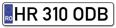 Placuta inmatriculare numar auto  HR-310-ODB, HR 310 ODB, HR310ODB