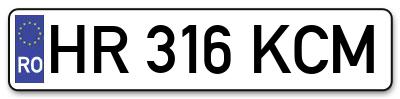 Placuta inmatriculare numar auto  HR-316-KCM, HR 316 KCM, HR316KCM