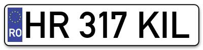 Placuta inmatriculare numar auto  HR-317-KIL, HR 317 KIL, HR317KIL