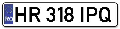 Placuta inmatriculare numar auto  HR-318-IPQ, HR 318 IPQ, HR318IPQ