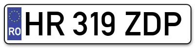 Placuta inmatriculare numar auto  HR-319-ZDP, HR 319 ZDP, HR319ZDP