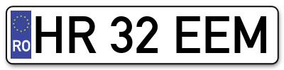 Placuta inmatriculare numar auto  HR-32-EEM, HR 32 EEM, HR32EEM