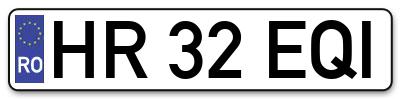 Placuta inmatriculare numar auto  HR-32-EQI, HR 32 EQI, HR32EQI