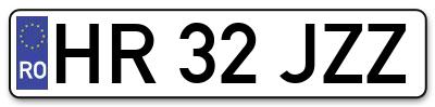 Placuta inmatriculare numar auto  HR-32-JZZ, HR 32 JZZ, HR32JZZ