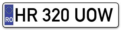 Placuta inmatriculare numar auto  HR-320-UOW, HR 320 UOW, HR320UOW