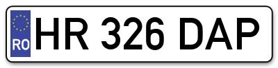 Placuta inmatriculare numar auto  HR-326-DAP, HR 326 DAP, HR326DAP