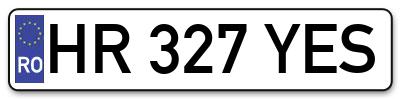 Placuta inmatriculare numar auto  HR-327-YES, HR 327 YES, HR327YES