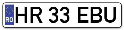 Placuta inmatriculare numar auto  HR-33-EBU, HR 33 EBU, HR33EBU