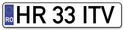 Placuta inmatriculare numar auto  HR-33-ITV, HR 33 ITV, HR33ITV