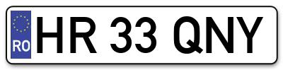 Placuta inmatriculare numar auto  HR-33-QNY, HR 33 QNY, HR33QNY