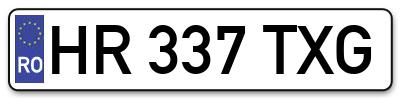 Placuta inmatriculare numar auto  HR-337-TXG, HR 337 TXG, HR337TXG
