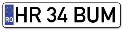 Placuta inmatriculare numar auto  HR-34-BUM, HR 34 BUM, HR34BUM