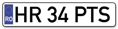 Placuta inmatriculare numar auto  HR-34-PTS, HR 34 PTS, HR34PTS