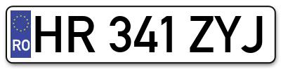 Placuta inmatriculare numar auto  HR-341-ZYJ, HR 341 ZYJ, HR341ZYJ