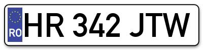 Placuta inmatriculare numar auto  HR-342-JTW, HR 342 JTW, HR342JTW