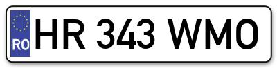 Placuta inmatriculare numar auto  HR-343-WMO, HR 343 WMO, HR343WMO