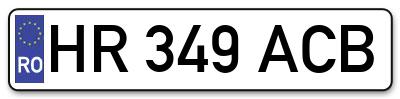 Placuta inmatriculare numar auto  HR-349-ACB, HR 349 ACB, HR349ACB