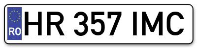 Placuta inmatriculare numar auto  HR-357-IMC, HR 357 IMC, HR357IMC