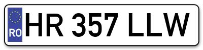 Placuta inmatriculare numar auto  HR-357-LLW, HR 357 LLW, HR357LLW