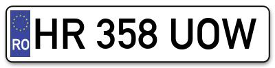 Placuta inmatriculare numar auto  HR-358-UOW, HR 358 UOW, HR358UOW