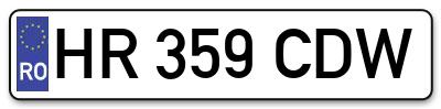 Placuta inmatriculare numar auto  HR-359-CDW, HR 359 CDW, HR359CDW