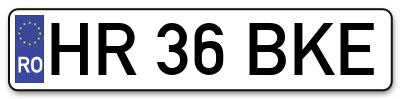 Placuta inmatriculare numar auto  HR-36-BKE, HR 36 BKE, HR36BKE
