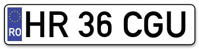 Placuta inmatriculare numar auto  HR-36-CGU, HR 36 CGU, HR36CGU