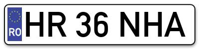 Placuta inmatriculare numar auto  HR-36-NHA, HR 36 NHA, HR36NHA