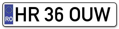 Placuta inmatriculare numar auto  HR-36-OUW, HR 36 OUW, HR36OUW