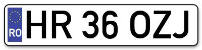 Placuta inmatriculare numar auto  HR-36-OZJ, HR 36 OZJ, HR36OZJ