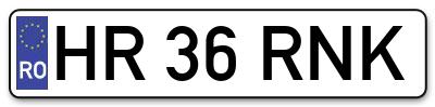 Placuta inmatriculare numar auto  HR-36-RNK, HR 36 RNK, HR36RNK