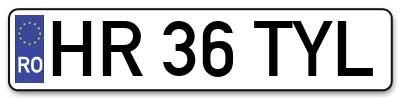 Placuta inmatriculare numar auto  HR-36-TYL, HR 36 TYL, HR36TYL