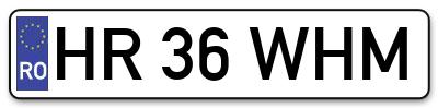 Placuta inmatriculare numar auto  HR-36-WHM, HR 36 WHM, HR36WHM