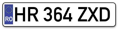 Placuta inmatriculare numar auto  HR-364-ZXD, HR 364 ZXD, HR364ZXD