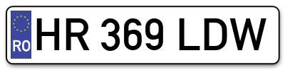 Placuta inmatriculare numar auto  HR-369-LDW, HR 369 LDW, HR369LDW