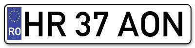 Placuta inmatriculare numar auto  HR-37-AON, HR 37 AON, HR37AON