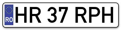 Placuta inmatriculare numar auto  HR-37-RPH, HR 37 RPH, HR37RPH