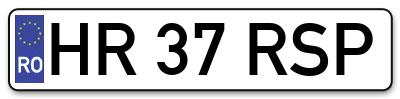 Placuta inmatriculare numar auto  HR-37-RSP, HR 37 RSP, HR37RSP