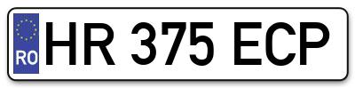 Placuta inmatriculare numar auto  HR-375-ECP, HR 375 ECP, HR375ECP