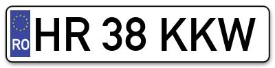 Placuta inmatriculare numar auto  HR-38-KKW, HR 38 KKW, HR38KKW