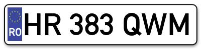 Placuta inmatriculare numar auto  HR-383-QWM, HR 383 QWM, HR383QWM