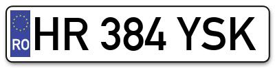 Placuta inmatriculare numar auto  HR-384-YSK, HR 384 YSK, HR384YSK