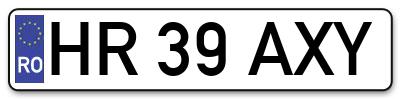 Placuta inmatriculare numar auto  HR-39-AXY, HR 39 AXY, HR39AXY