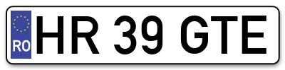 Placuta inmatriculare numar auto  HR-39-GTE, HR 39 GTE, HR39GTE