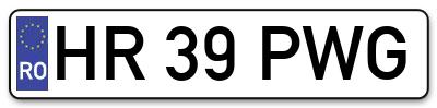 Placuta inmatriculare numar auto  HR-39-PWG, HR 39 PWG, HR39PWG