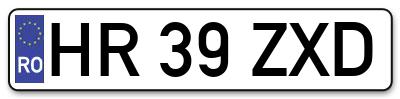 Placuta inmatriculare numar auto  HR-39-ZXD, HR 39 ZXD, HR39ZXD