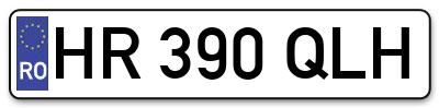 Placuta inmatriculare numar auto  HR-390-QLH, HR 390 QLH, HR390QLH
