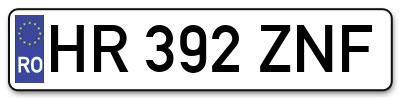 Placuta inmatriculare numar auto  HR-392-ZNF, HR 392 ZNF, HR392ZNF